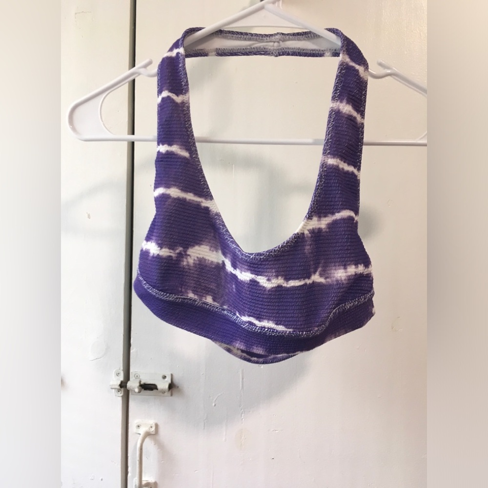 La Hearts Purple and White halter sports bra